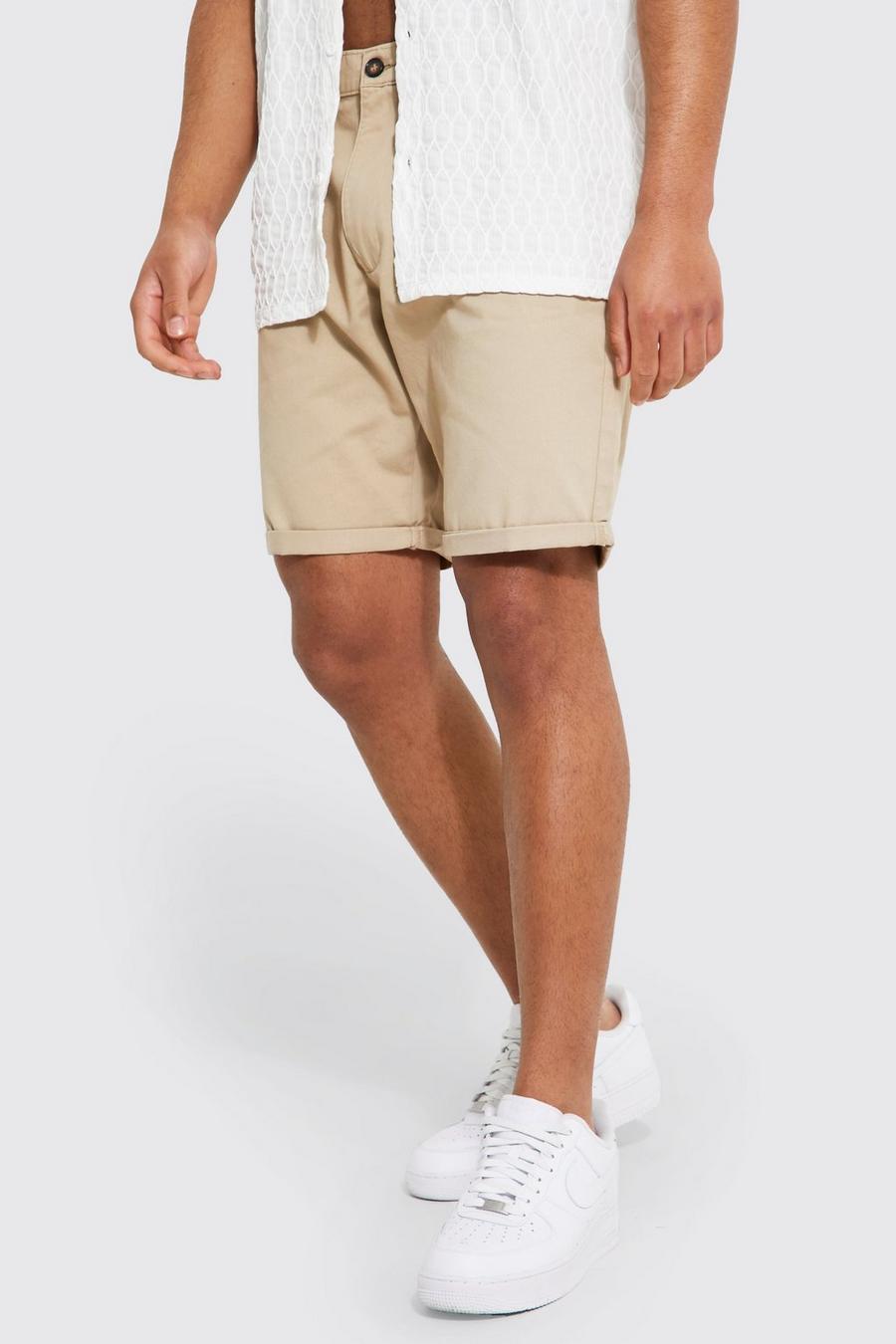 Tall Slim-Fit Chino-Shorts, Stone beige