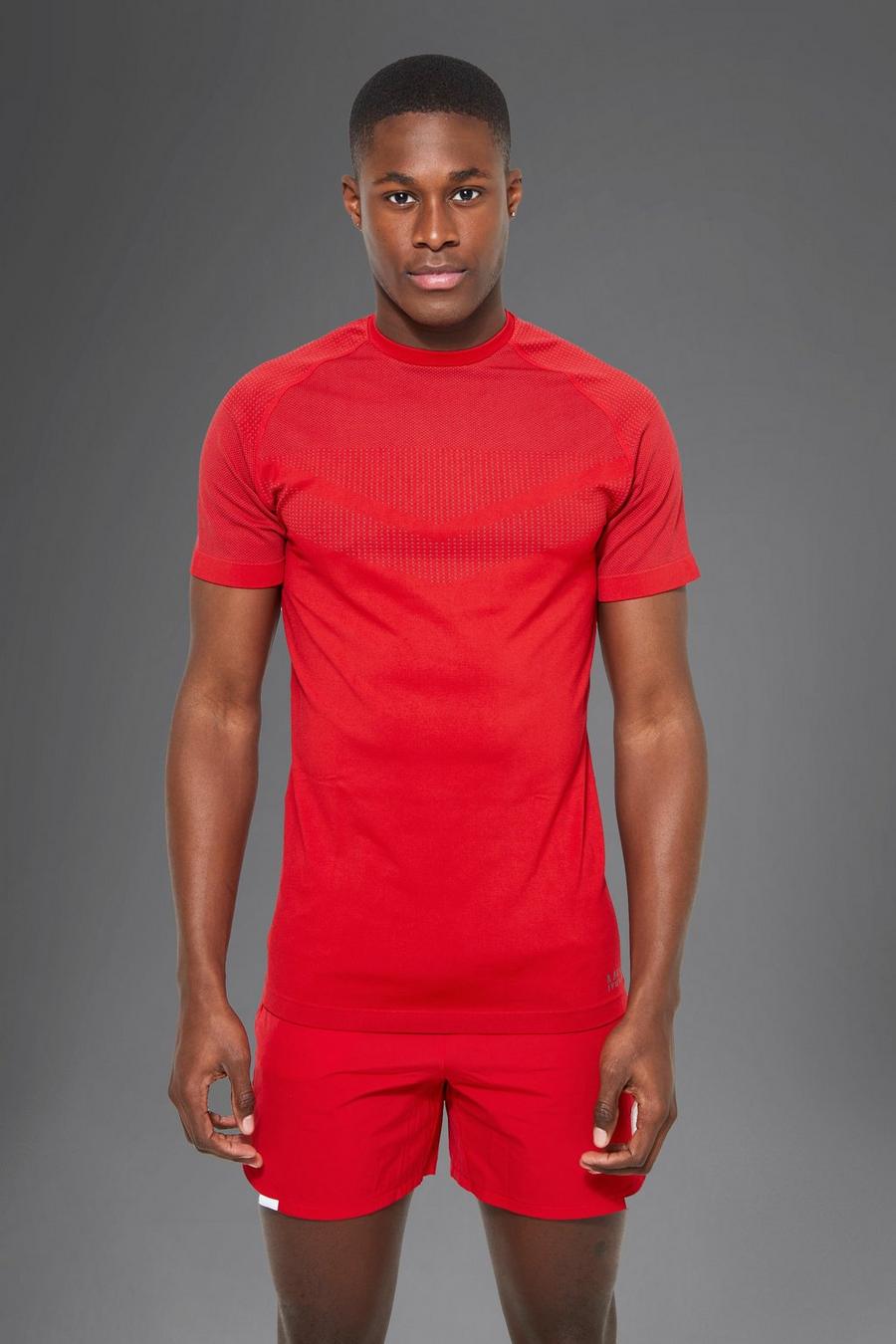 Red röd Man Active Seamless Raglan T-shirt