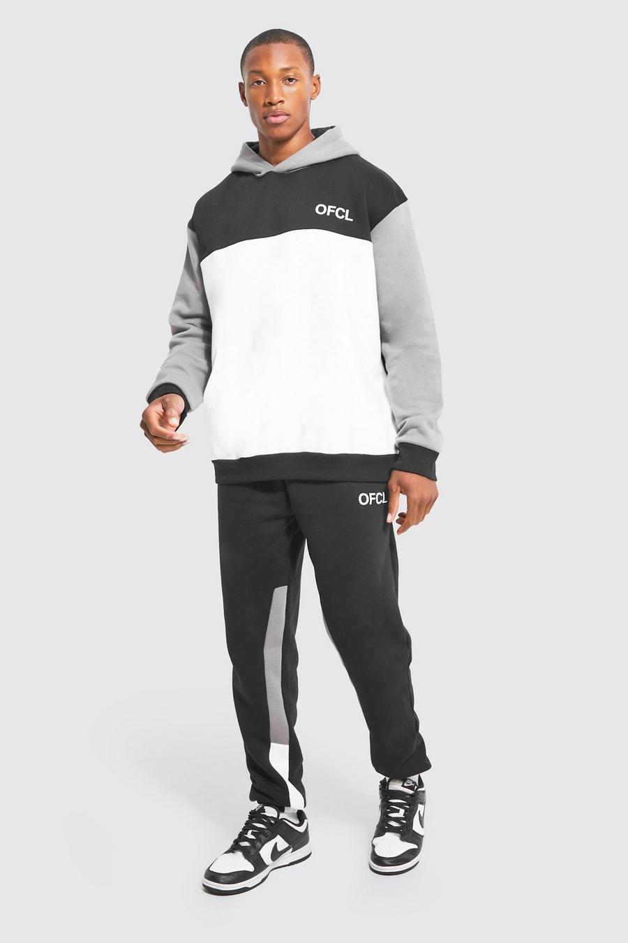 Grey Oversized Ofcl Colour Block Hooded Tracksuit image number 1