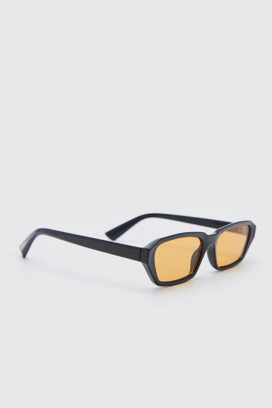 Orange Plastic Narrow Rectangle Sunglasses image number 1