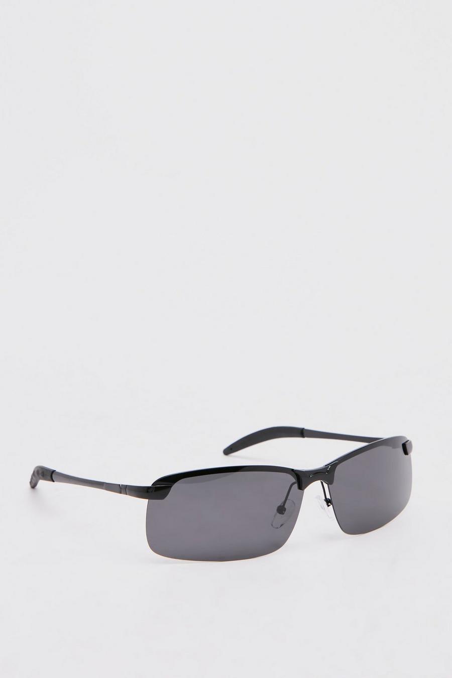 Black svart Metal Wrap Sunglasses
