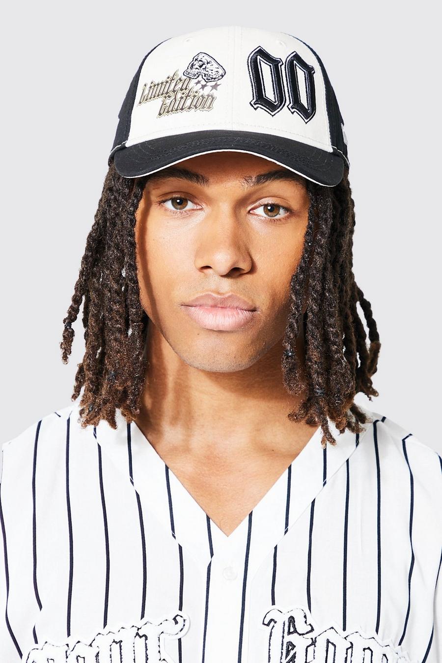 Baseball-Kappe mit Aufnähern und Streifen, Ecru image number 1