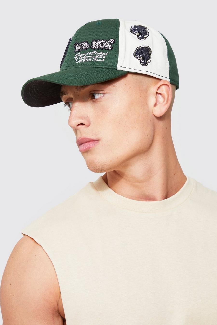 Cappello da baseball con pannello e stemma stile Varsity, Green image number 1