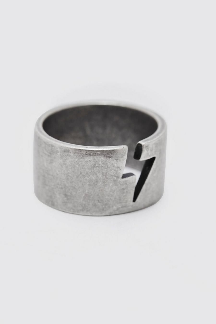 Silver Lightning Bolt Detail Ring image number 1