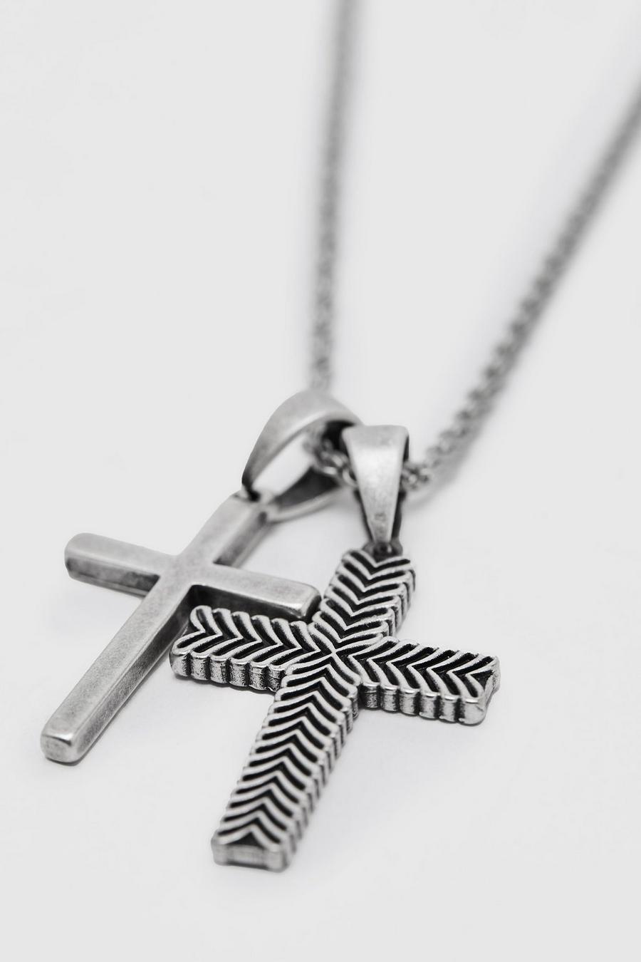 Multi Double Cross Detail Necklace