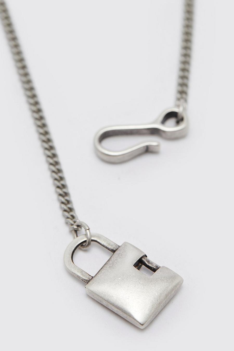 Silver Padlock Chain Necklace image number 1