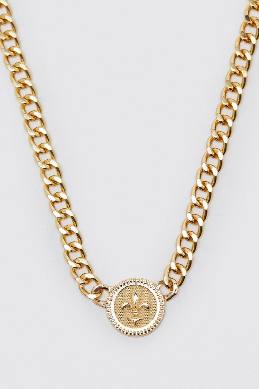 Gold metallic Chunky Circle Pendant Necklace