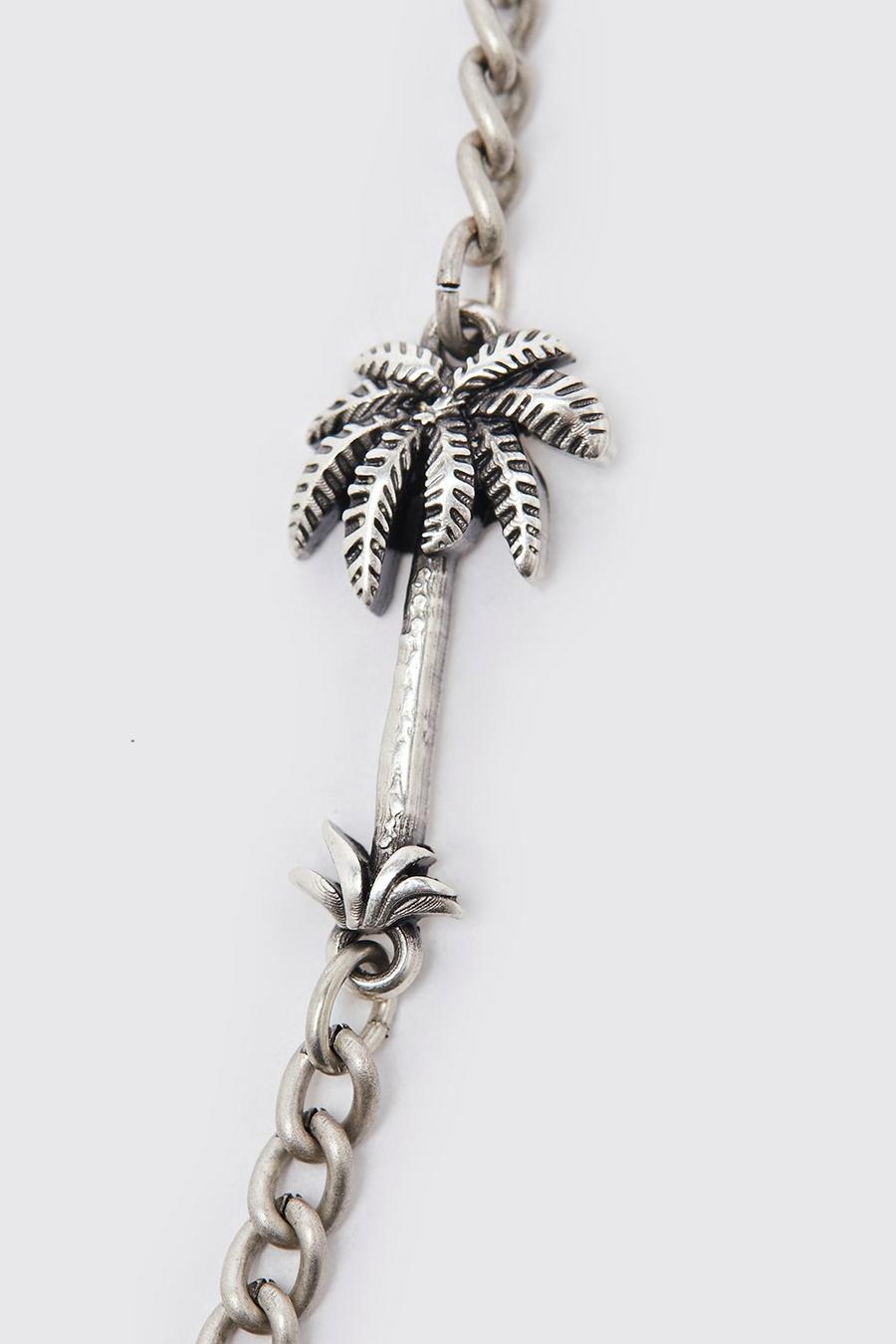 Silver Palm Tree Detail Chain Necklace image number 1