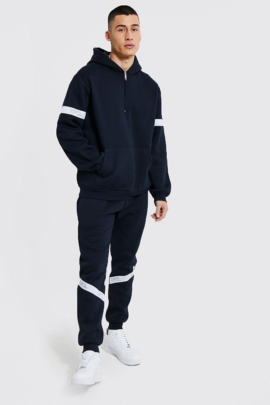Navy Ofcl Half Zip Hooded Tape Tracksuit image number 1