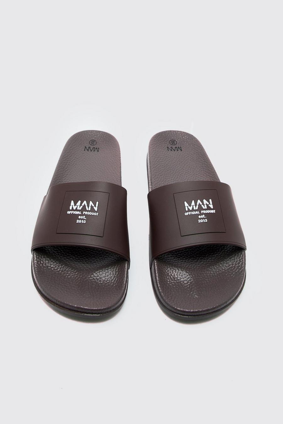 Brown marron Man Slippers Met Label