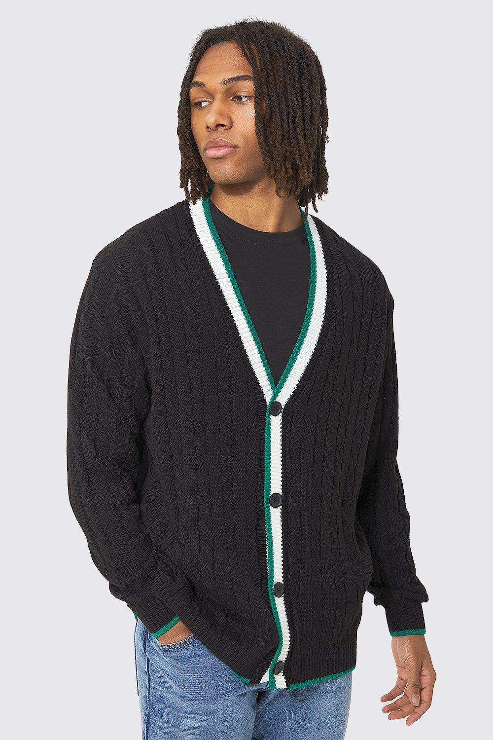 Oversized Varsity Cable Knitted Cardigan