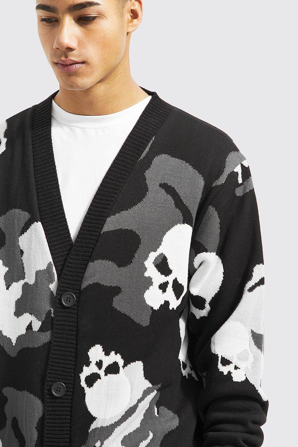 Oversized Skull Camo Cardigan boohoo