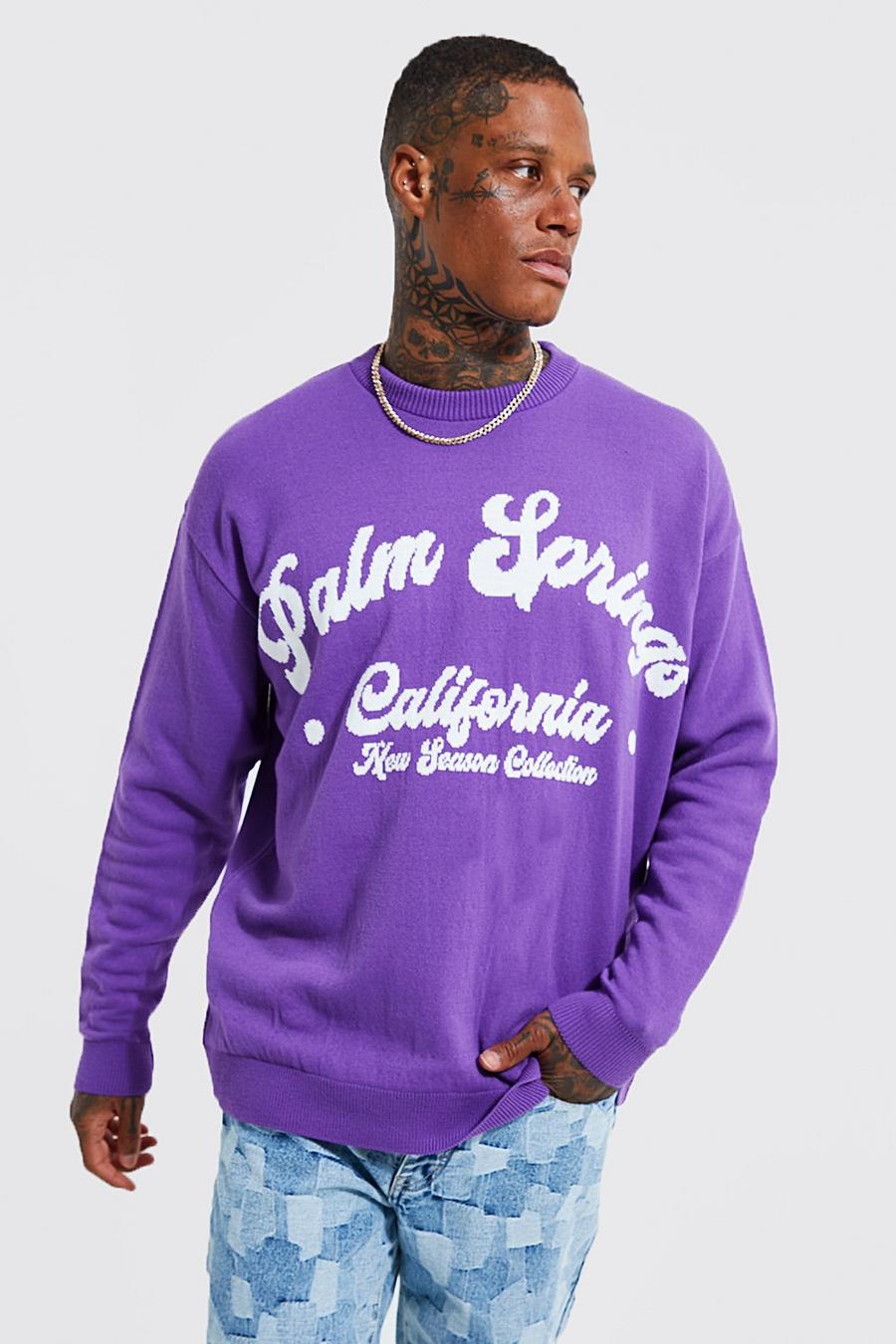 Purple Oversized Palm Springs Knitted Jumper image number 1