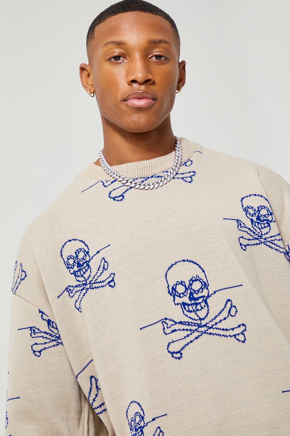 Graphic best sale knitted jumper