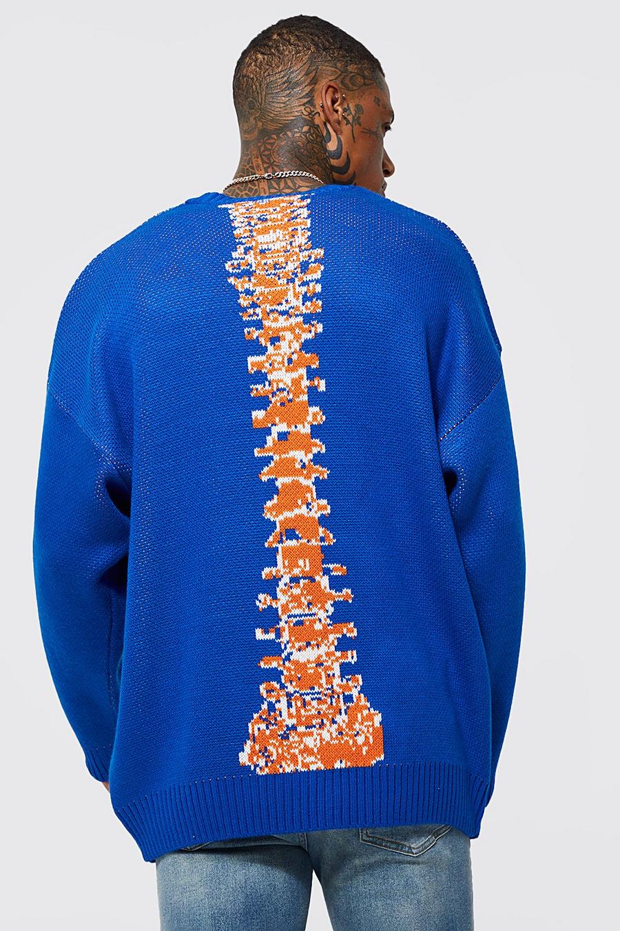 Oversize Pullover mit Skelett und Bandana Print, Cobalt image number 1