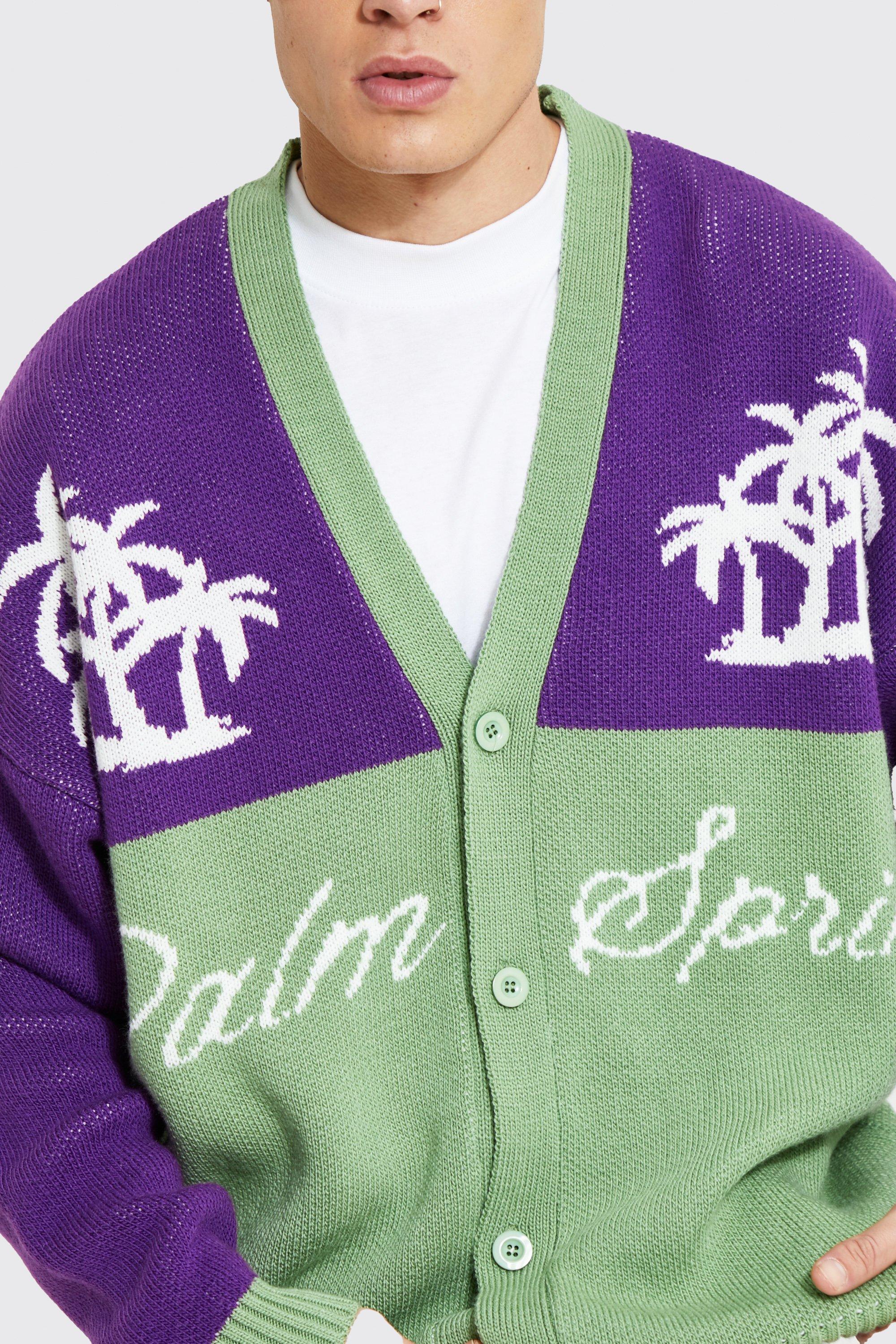 Oversized Palm Springs Badge Knitted Cardigan | boohoo