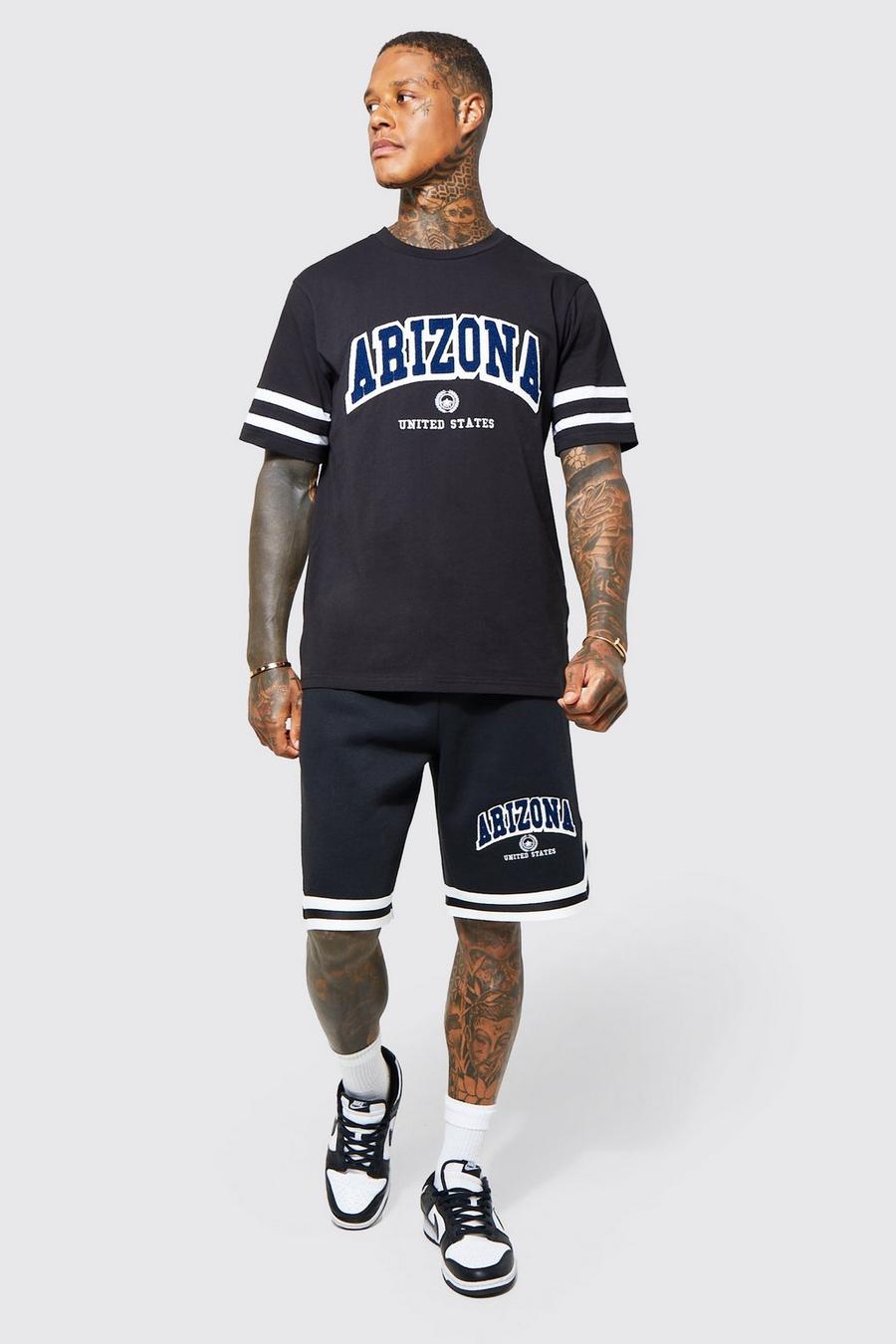 Basketball T-Shirt und Shorts mit Arizona-Print, Black
