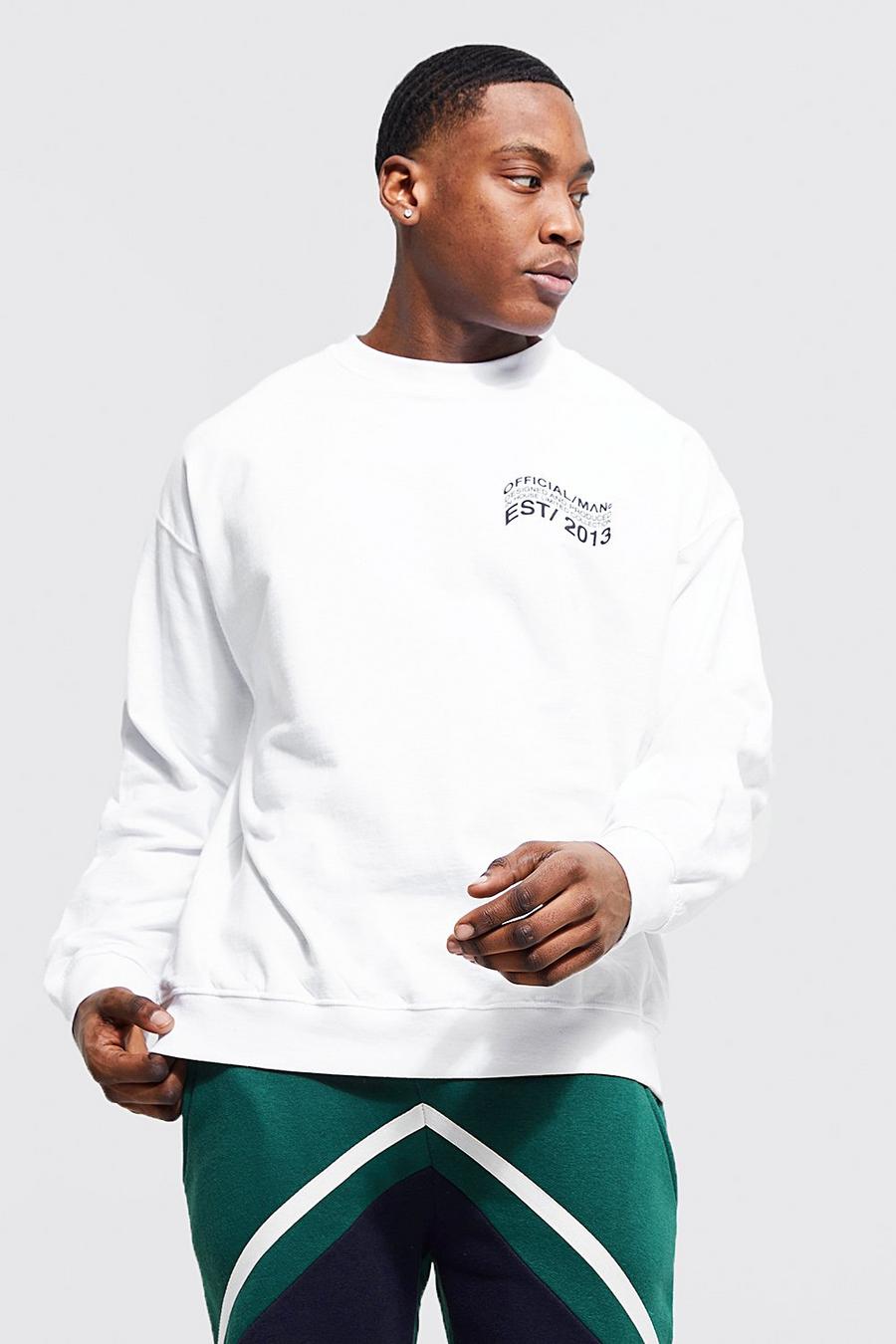 Oversize Official Man Sweatshirt mit Print, White image number 1
