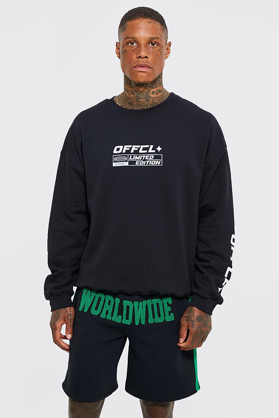 Black Oversized Offcl Graphic Sweatshirt