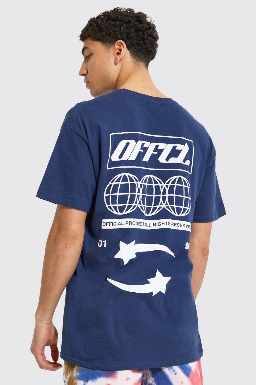 Blue Oversized Offcl Back Print T-shirt image number 1