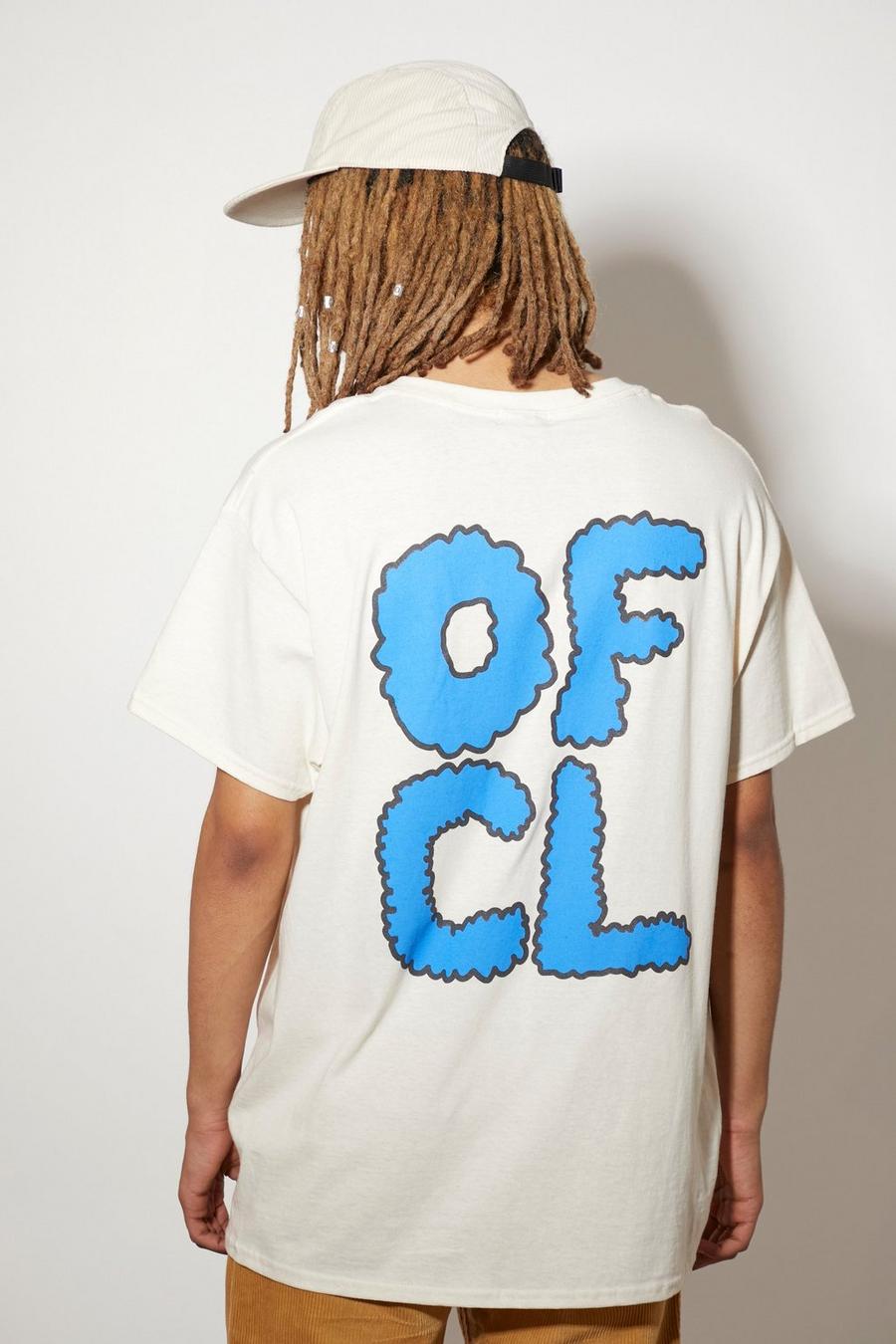 Ecru Oversized Ofcl Back Print T-shirt image number 1