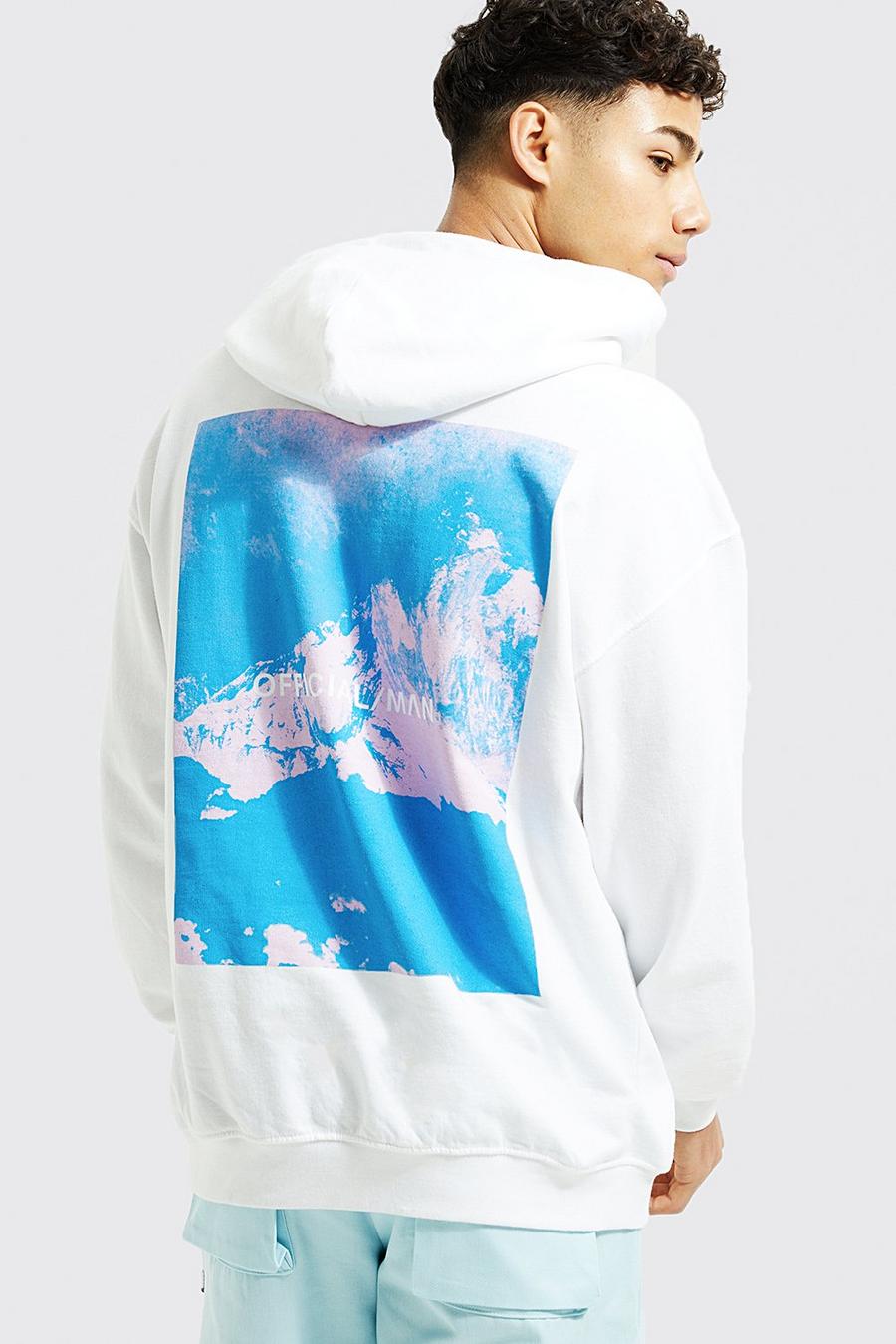 White Oversized Official Man Back Print Hoodie