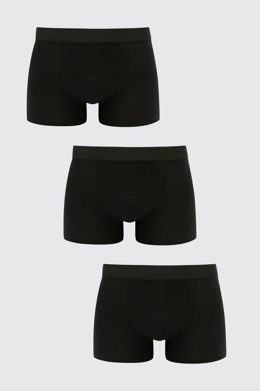 Black 3 Pack Plain Waistband Boxer Brief  image number 1