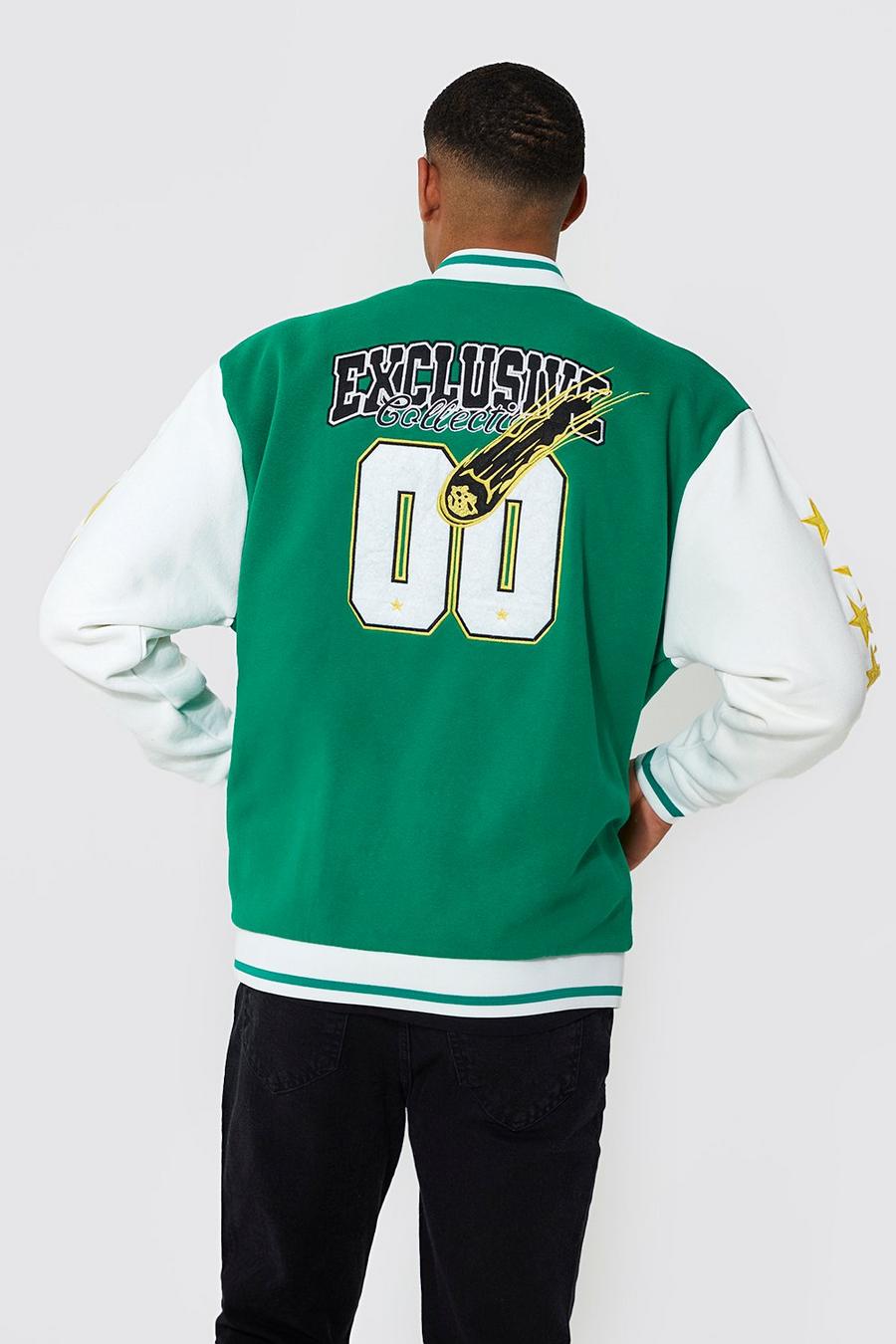 Green Tall Exclusive Badge Varsity Bomber