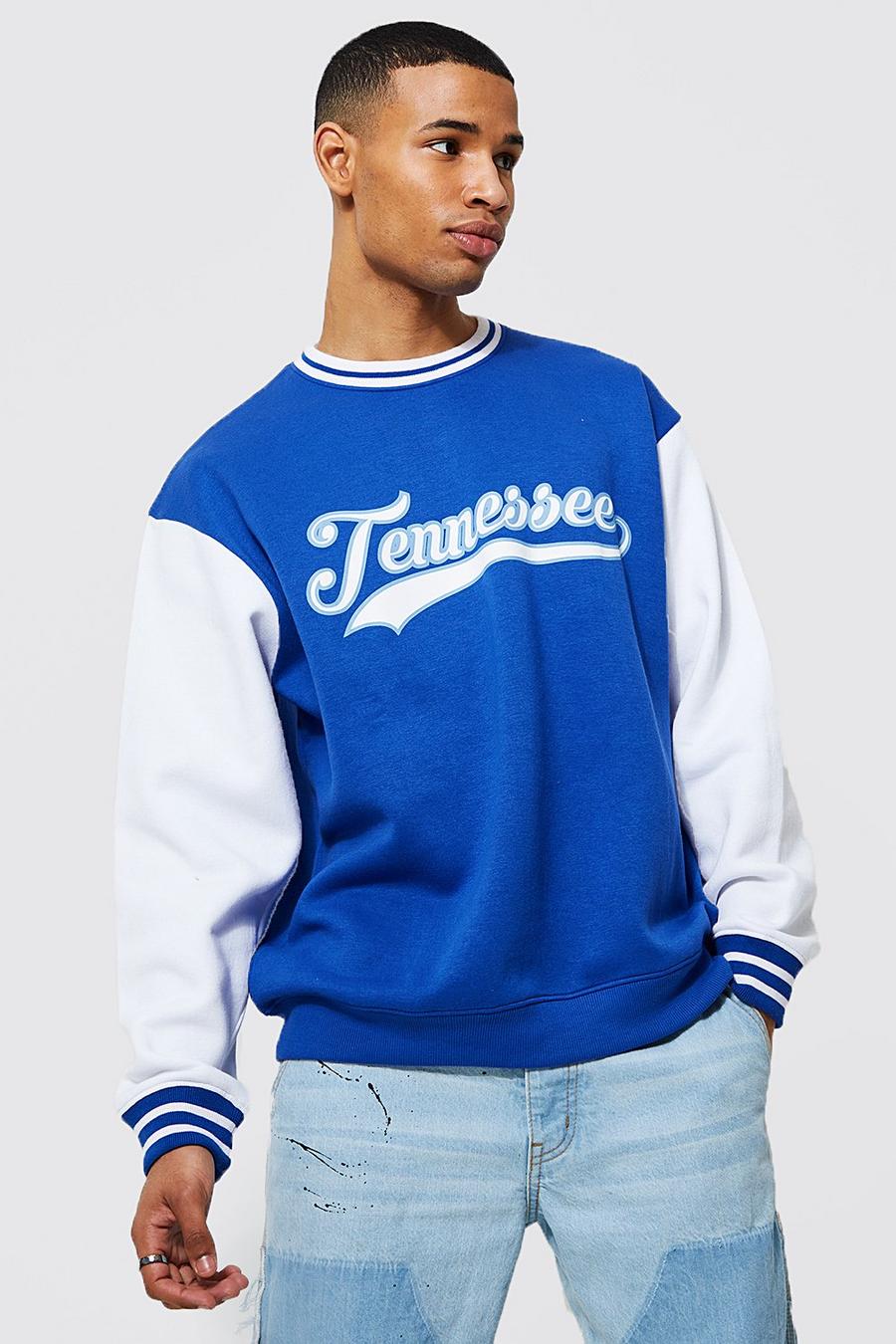 Cobalt blå Tennessee Oversize sweatshirt med blockfärger