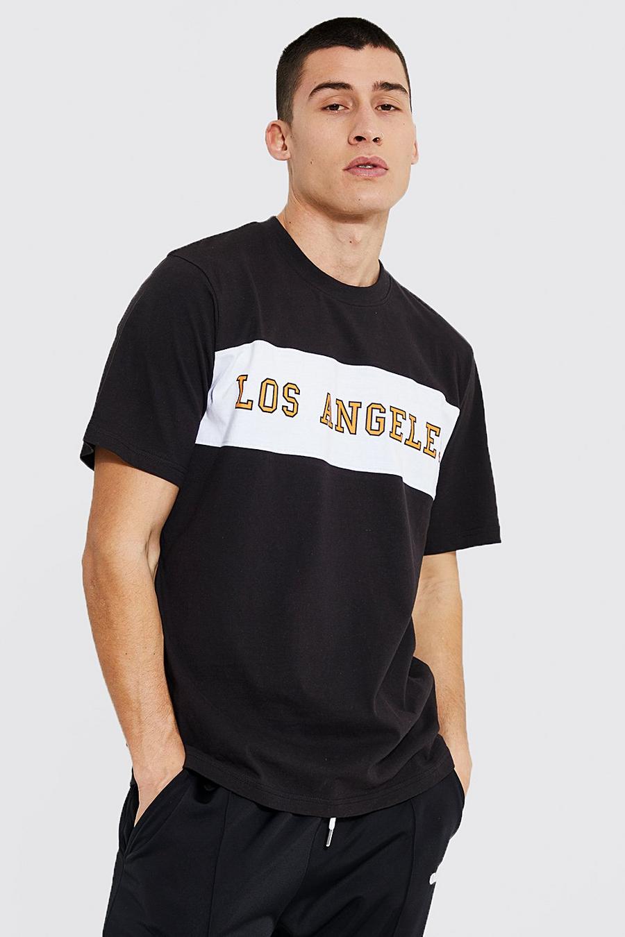T-shirt style color block à imprimé Los Angeles, Black image number 1
