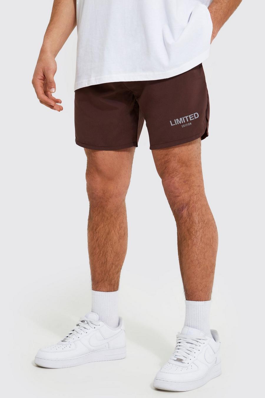 Chocolate marron Regular Fit Peached Shell Limited Shorts 