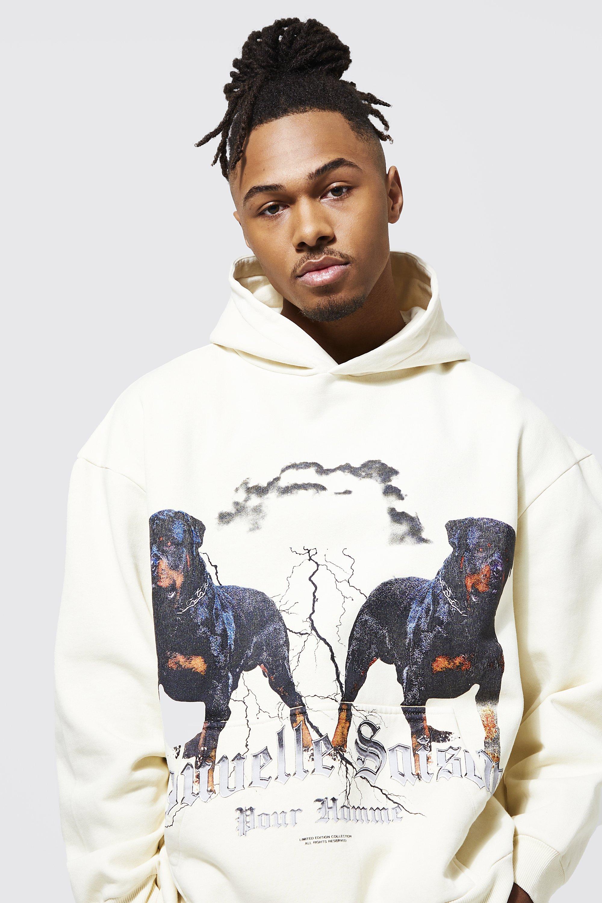 Oversized Rottweiler Graphic Hoodie