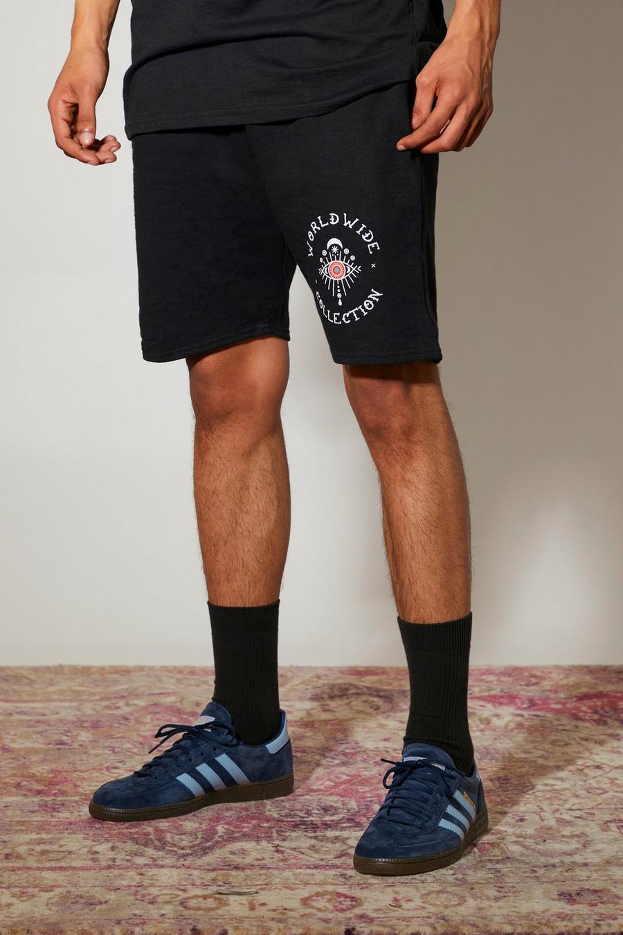 Black Slim Mid Length Nouvelle Saison Jersey Shorts image number 1