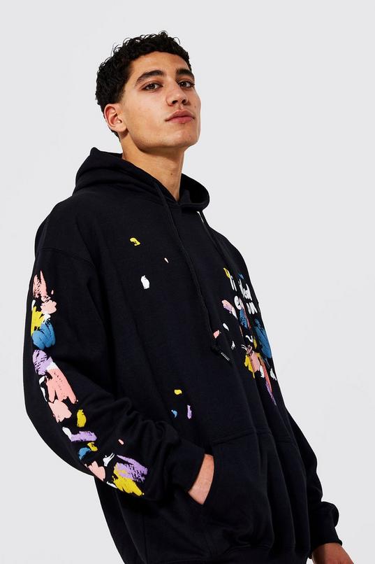 Oversized Limited Paint Splatter Hoodie | boohoo USA Oversized Limited Paint Splatter Hoodie | boohoo USA