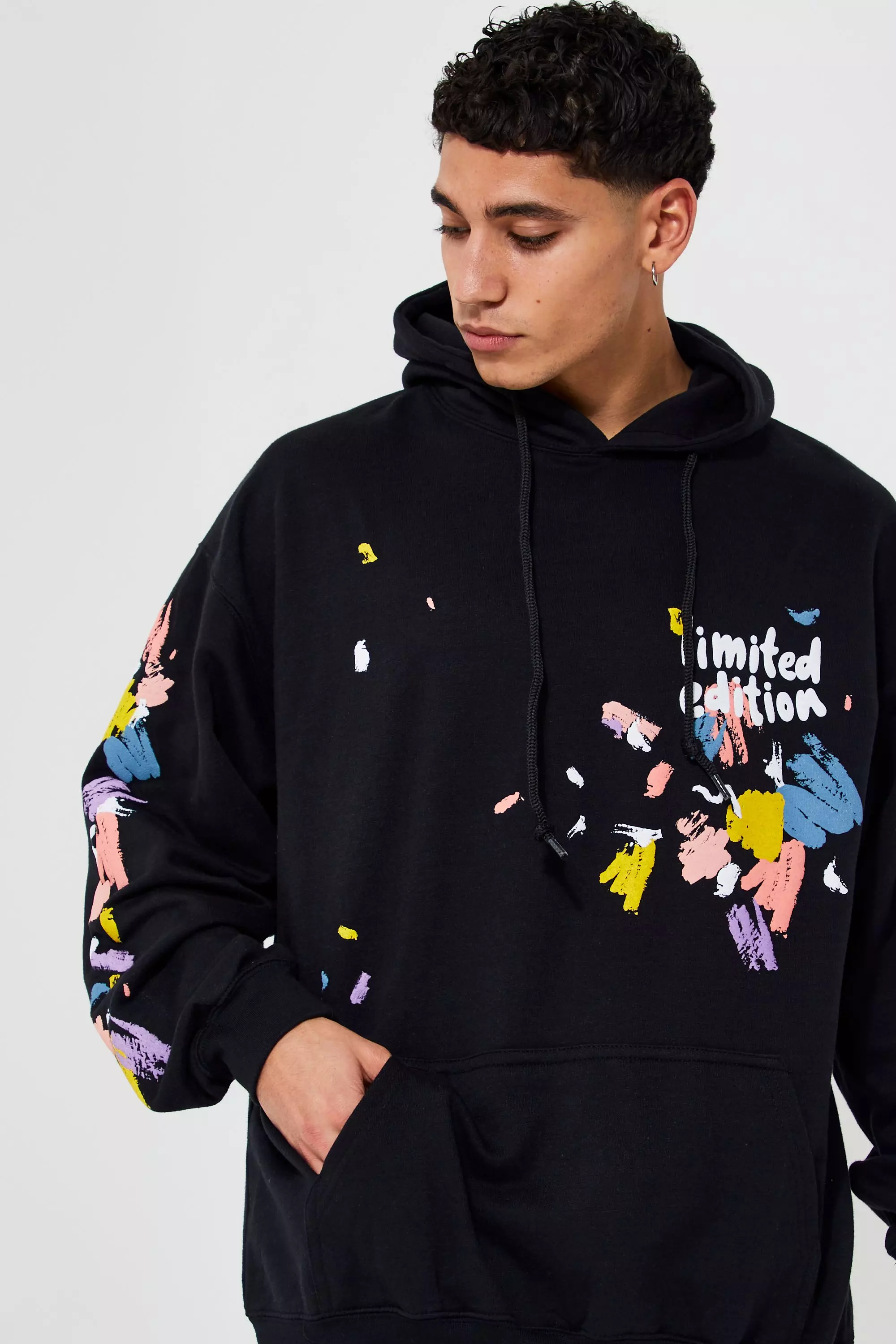 Black paint 2025 splatter hoodie