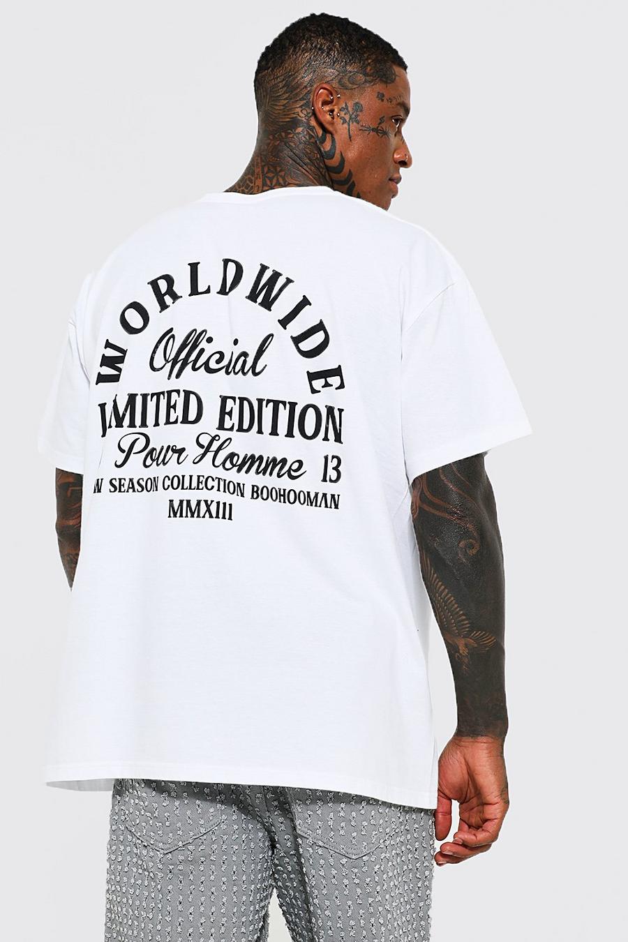T-shirt oversize à imprimé Worldwide, White image number 1