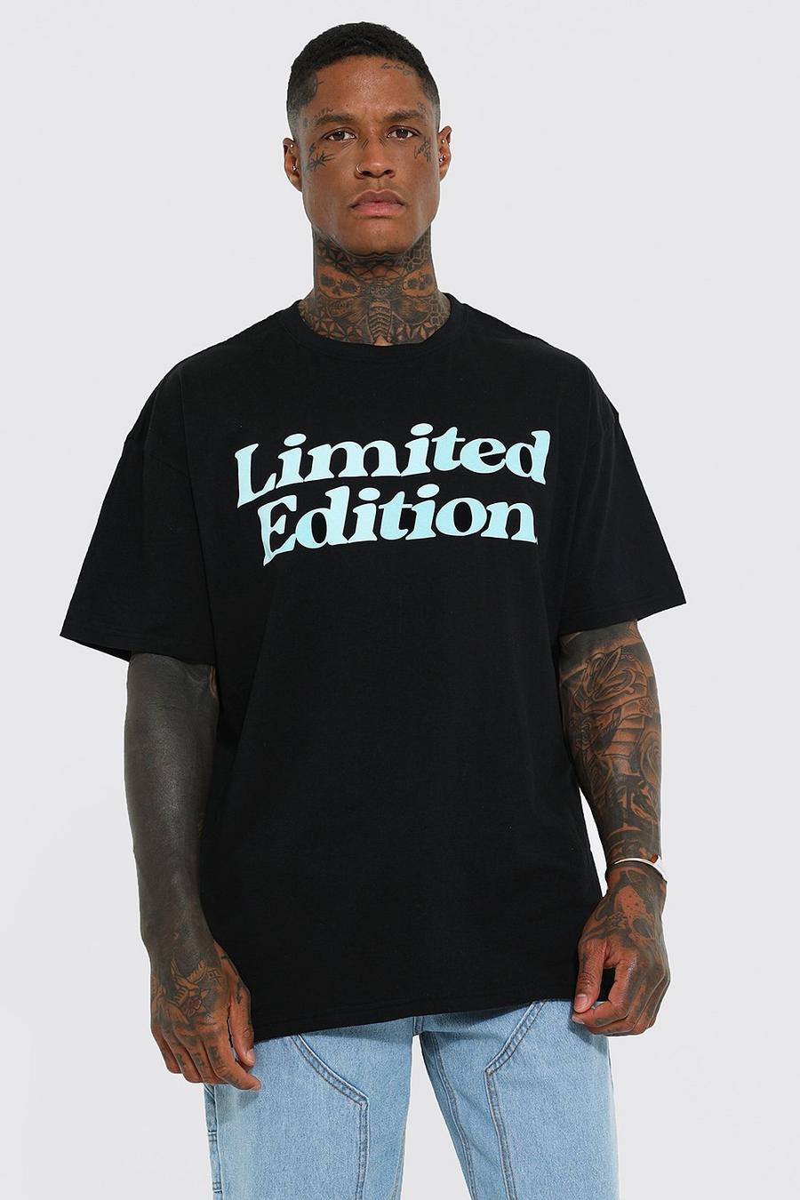 Black Oversized Limited Puff Print T-shirt 