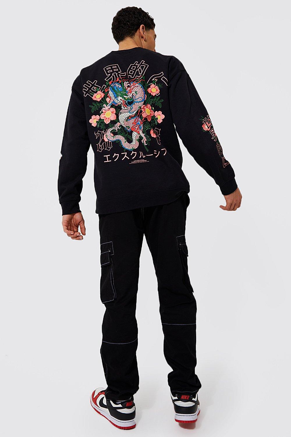 WDIRARA Men's Floral Graphic Print Hoodie Sweatshirt