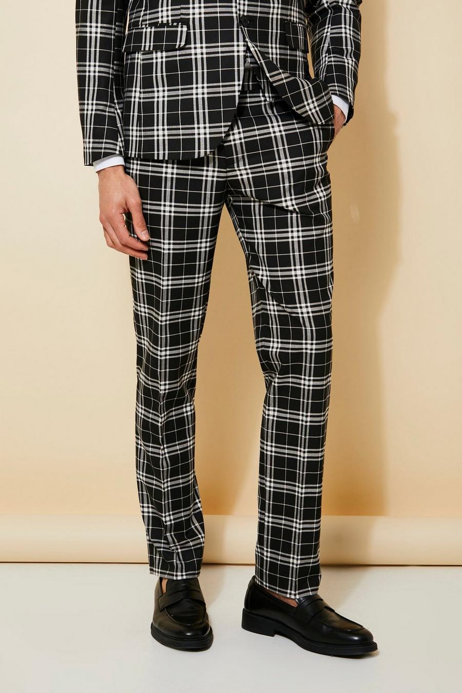 Black  Slim Check Suit Trousers image number 1