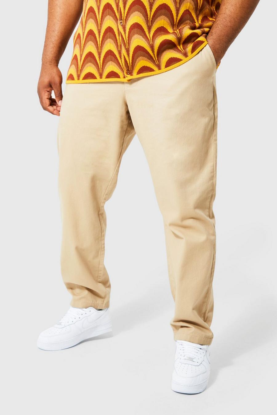 Pantaloni Chino Plus Size Slim Fit, Stone beige