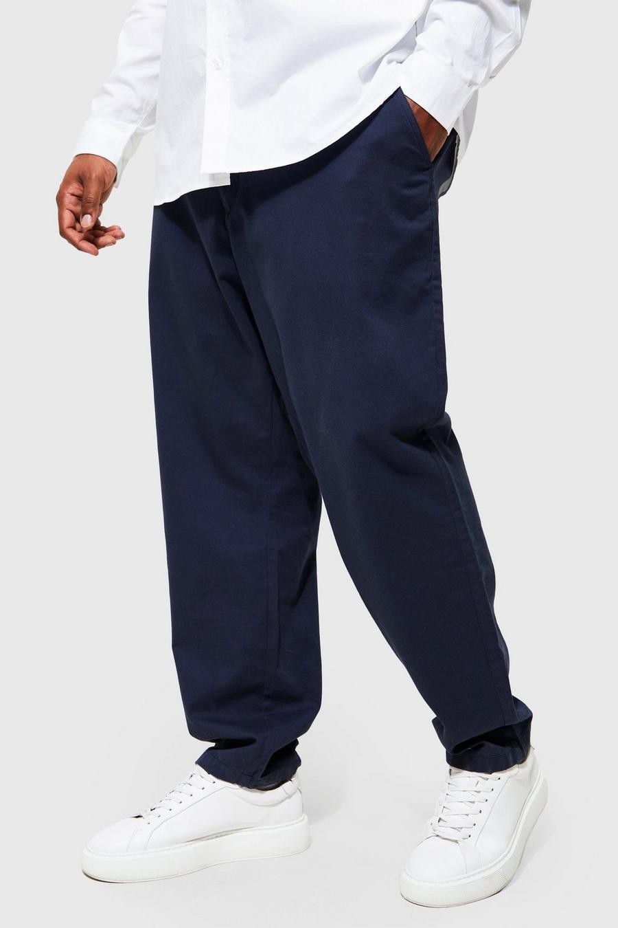 Grande taille - Pantalon chino coupe slim, Navy image number 1