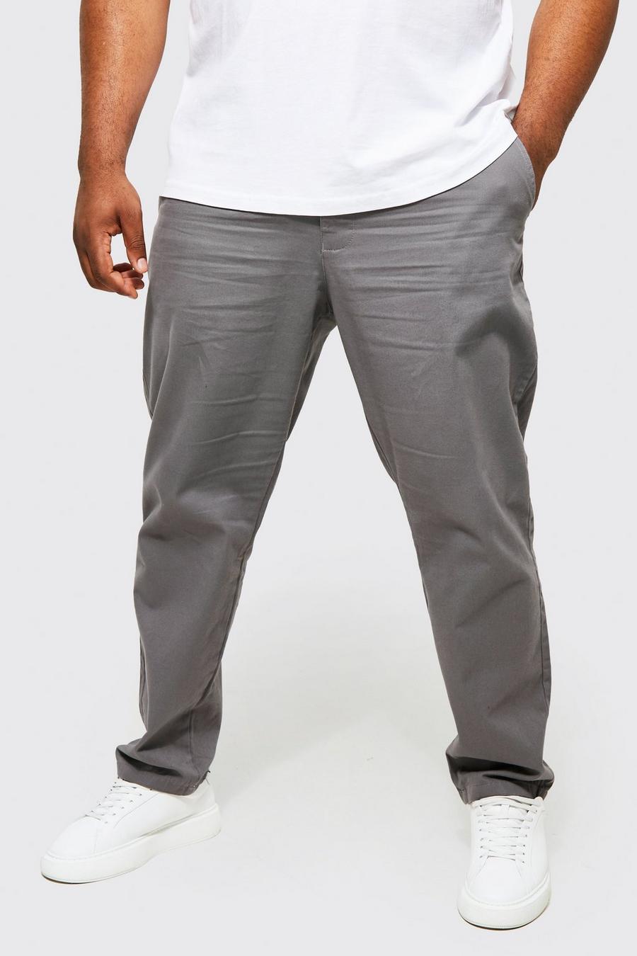 פחם grey מכנסי צ'ינו בגזרה צרה מידות גדולות image number 1