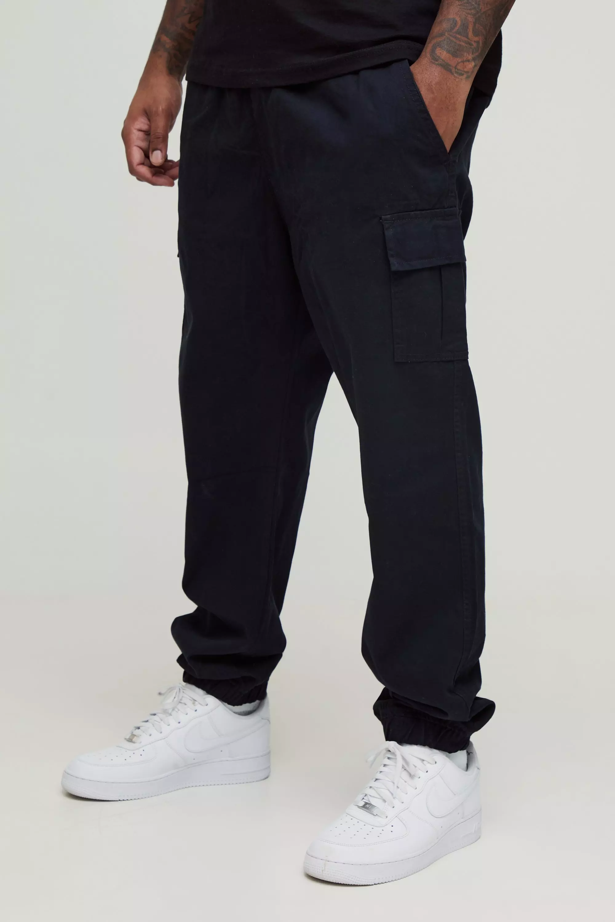 Slim fit black cargo trousers clearance