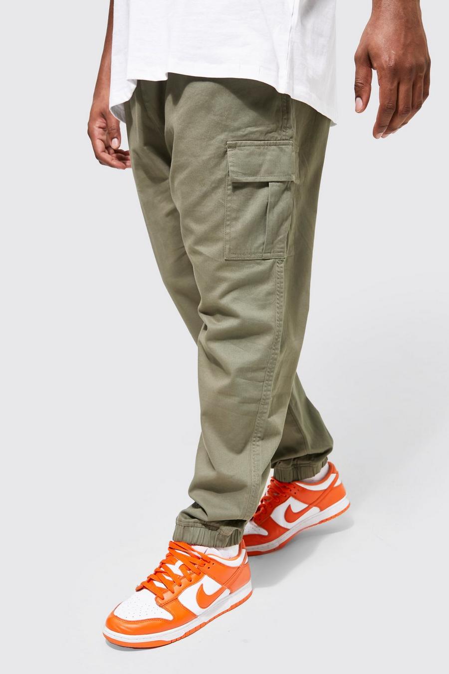 Khaki Plus Slim Fit Cargo Trousers image number 1