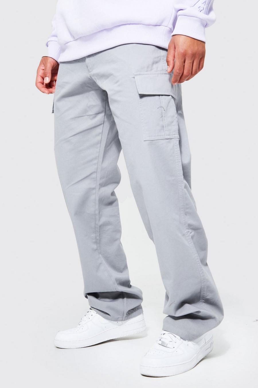 אפור מכנסי דגמ'ח בגזרה משוחררת לגברים גבוהים