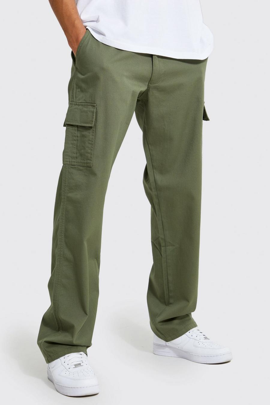 Khaki Tall Relaxed Fit Cargo Trousers image number 1
