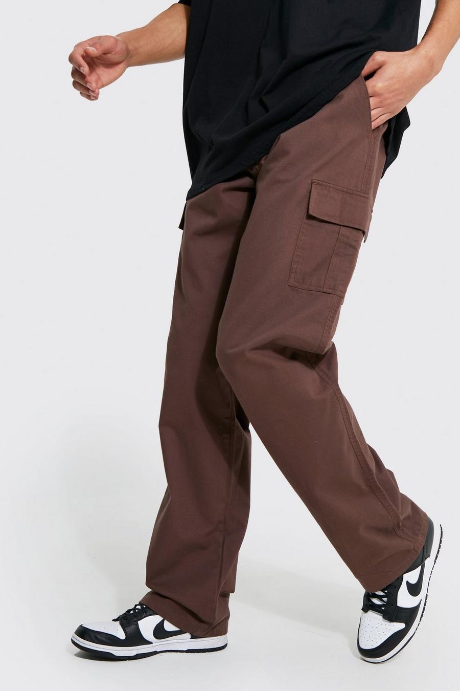 Pantaloni Cargo Tall Regular Fit, Chocolate marrone image number 1