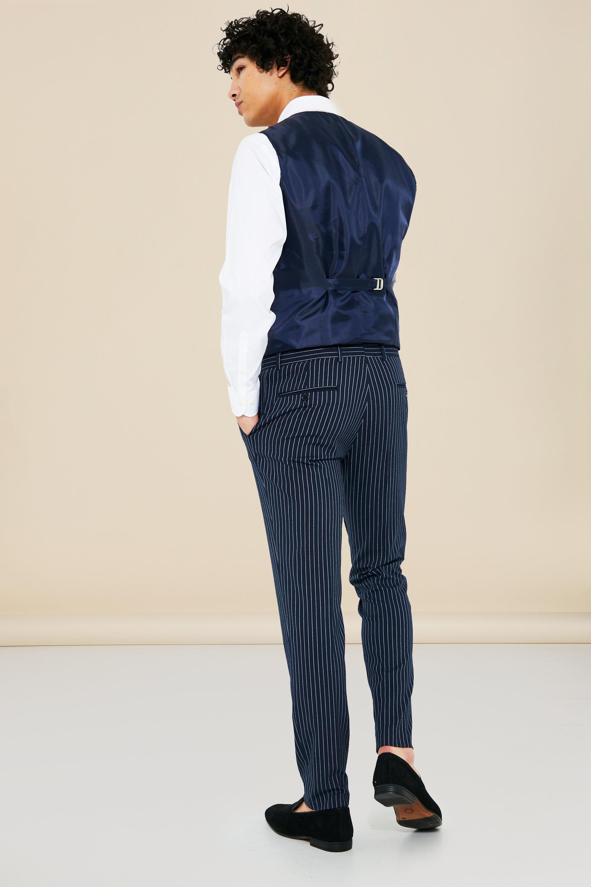 Blue pinstripe waistcoat hotsell