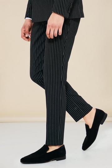 Black Slim Pinstripe Suit Trousers
