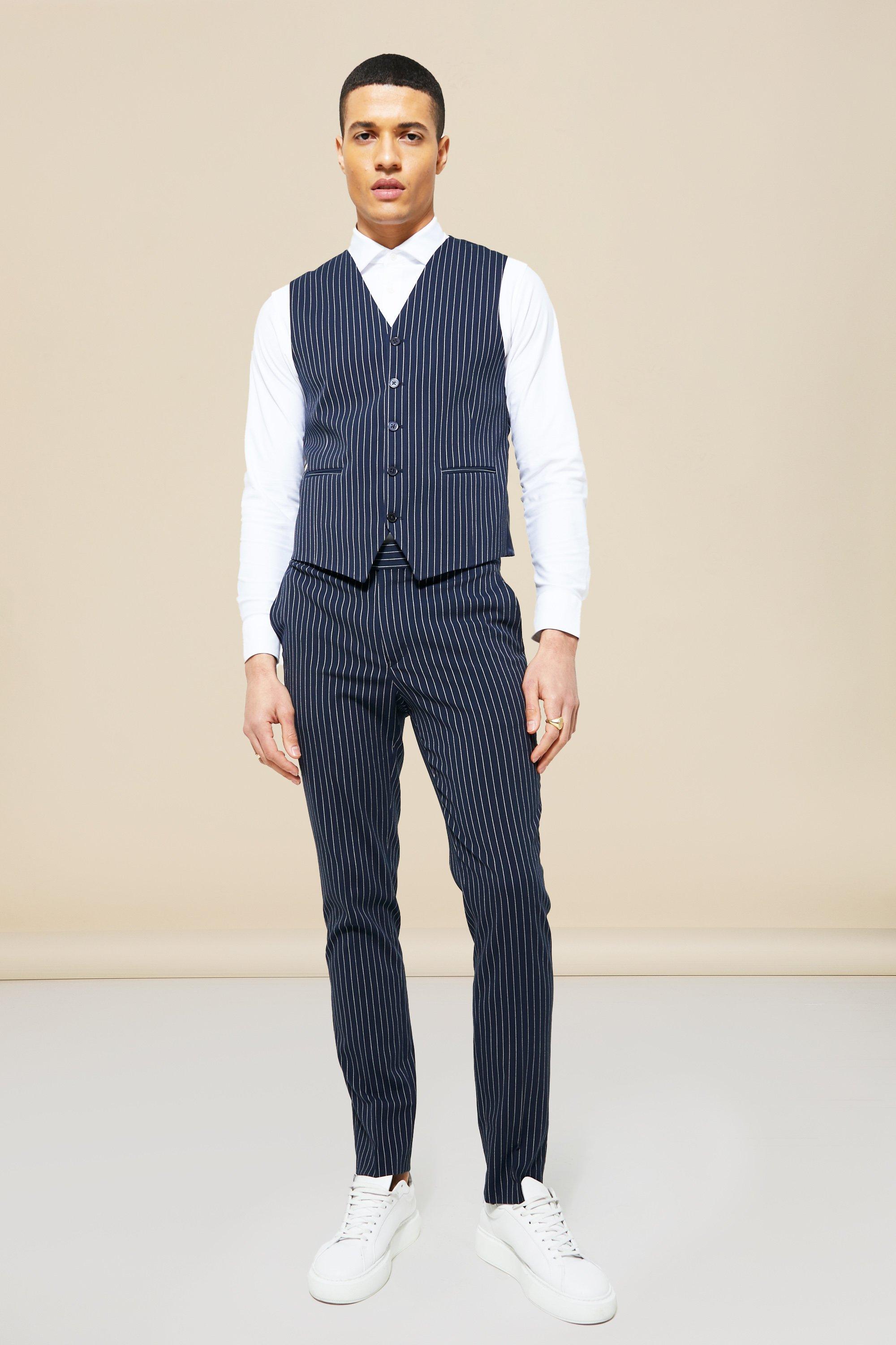 Navy shop pinstripe waistcoat